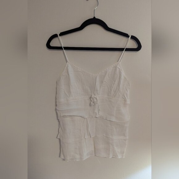 Tops - White Ruffle Tank Top - Womens Large